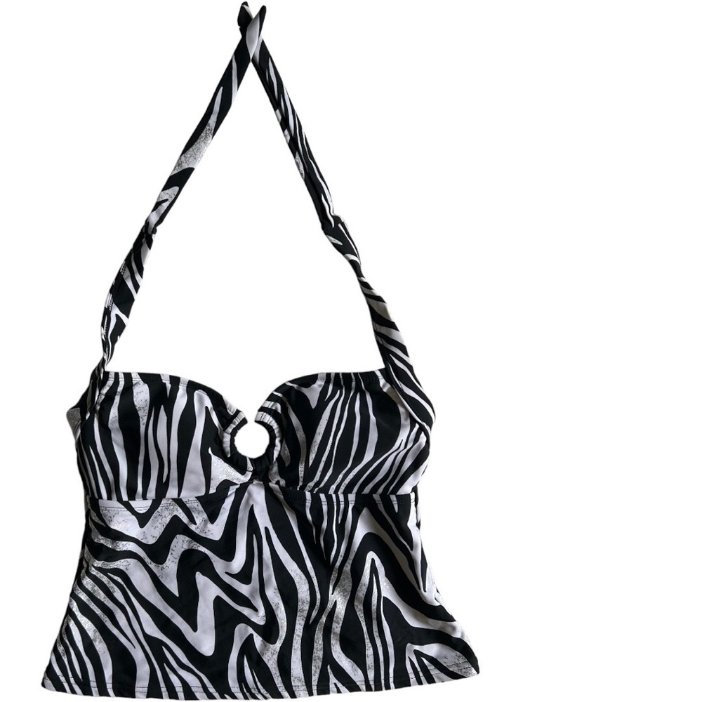 Isaac Mizrahi Black & White Zebra Print Bikini/Swimwear Top - Size S